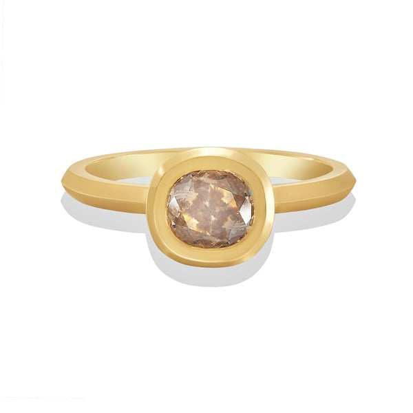 Champagne Cushion Cut Diamond Frame Solitaire