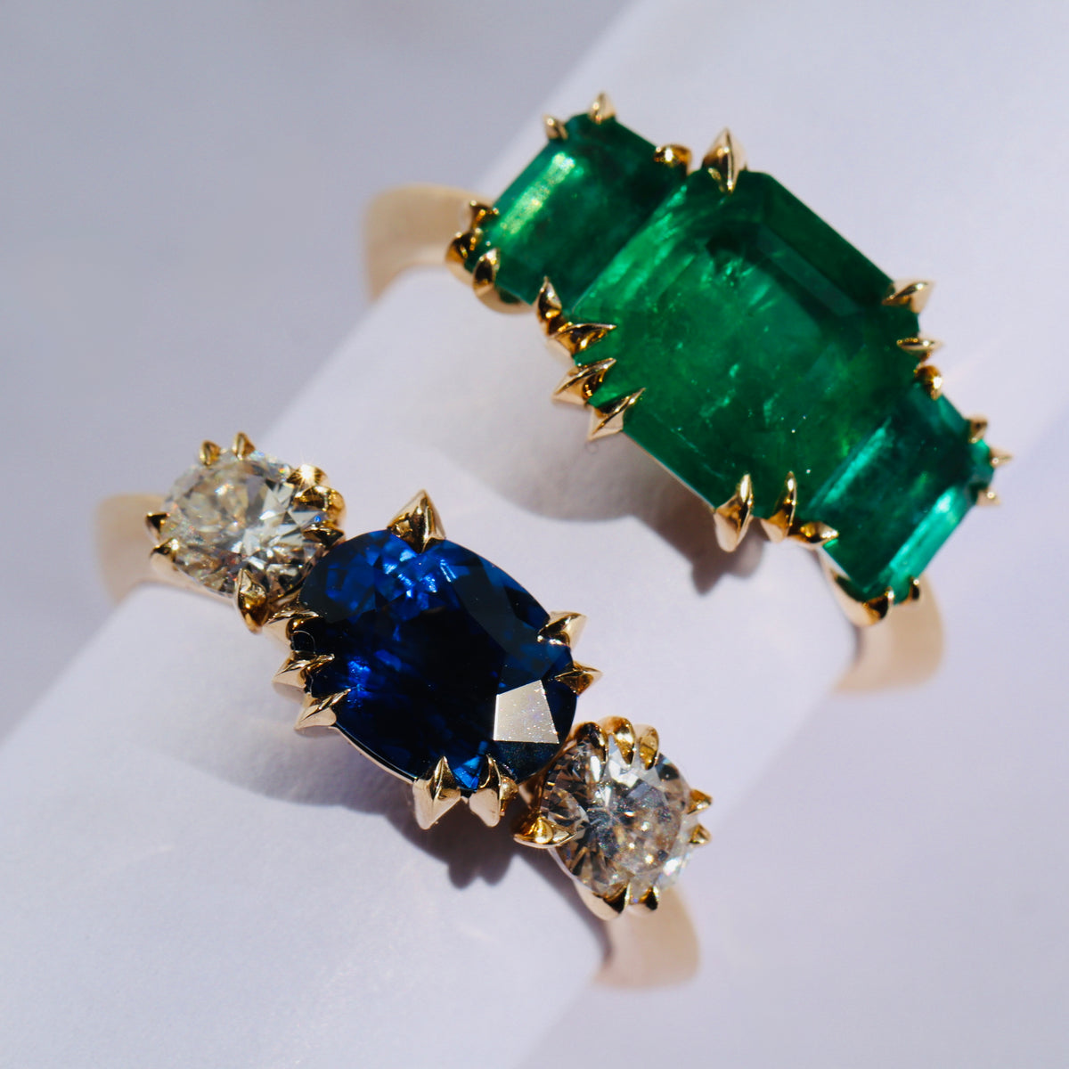 Sapphire and diamond Makhaira Trilogy Ring