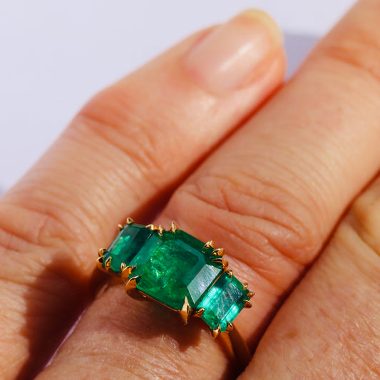 Emerald Makhaira Trilogy Ring
