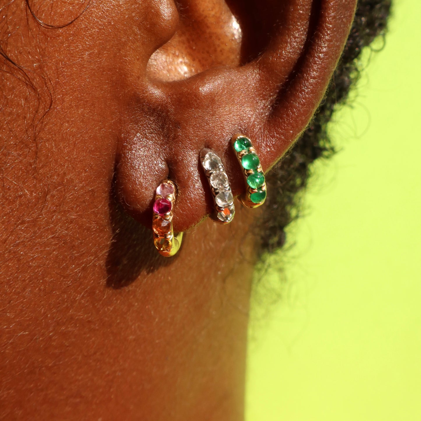 Blue Sapphire 'Jelly Bean' Chunky Huggie Hoop