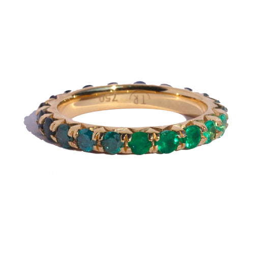 Atlantic Ombré Color Diamond, Sapphire and Emerald, Eternity Ring