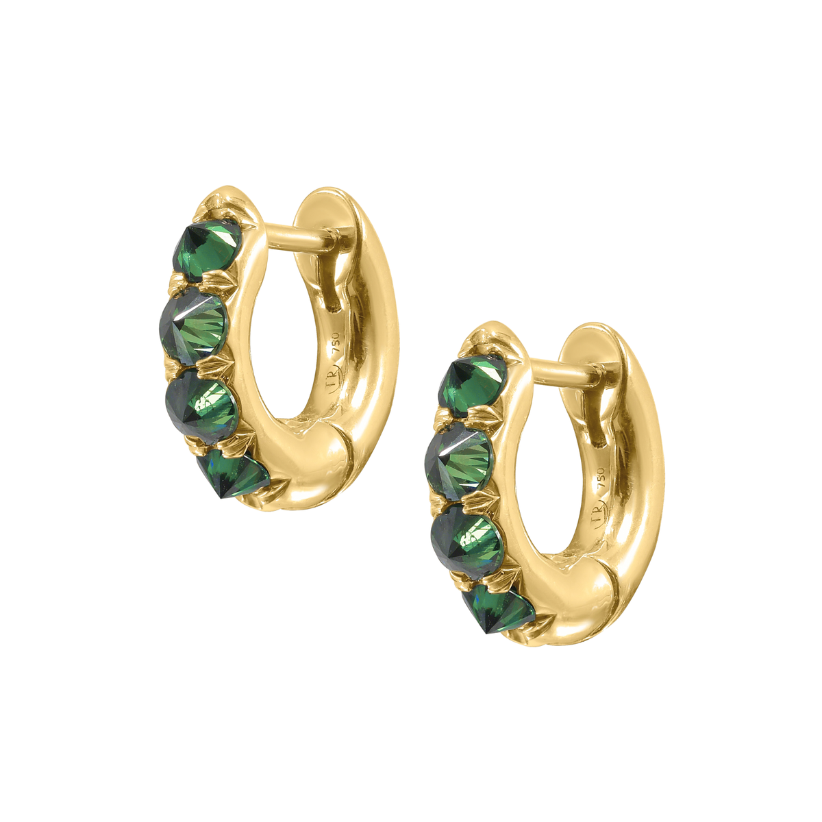Barbed Green Diamond Chunky Huggie Hoop