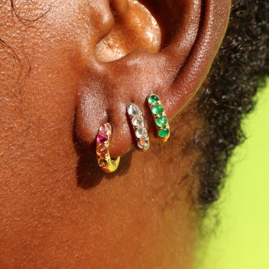 Barbed Black Diamond Chunky Huggie Hoop