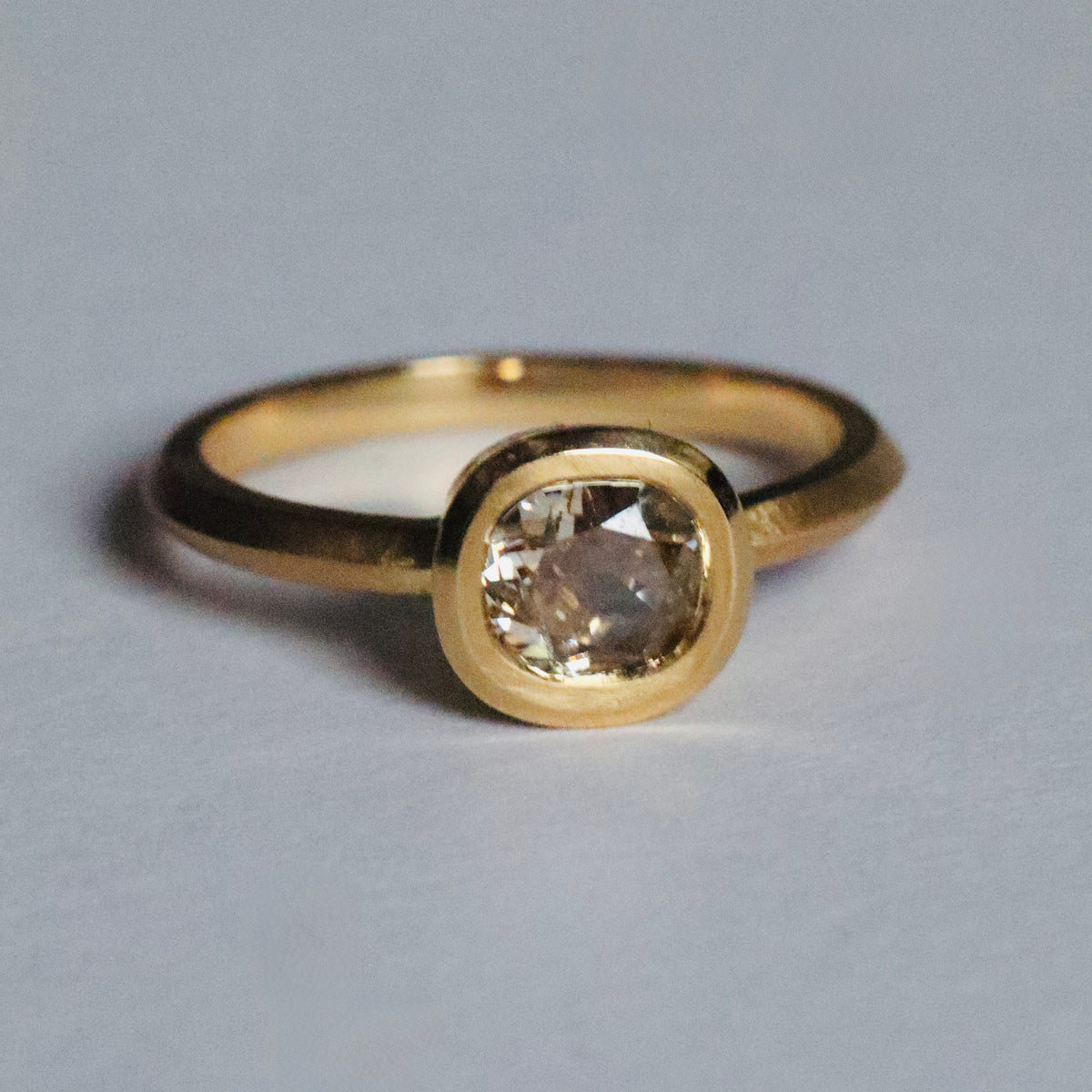 Champagne Cushion Cut Diamond Frame Solitaire