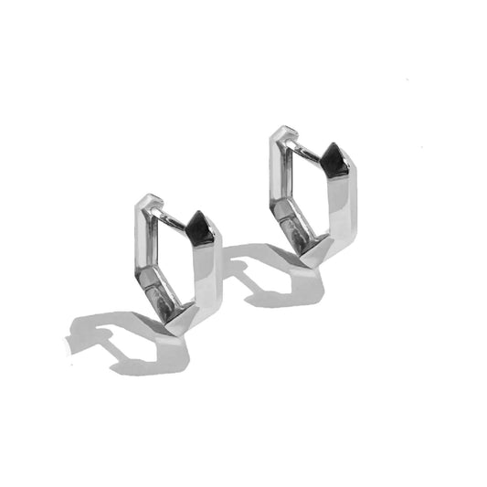 white gold mini makhaira hoops on white background