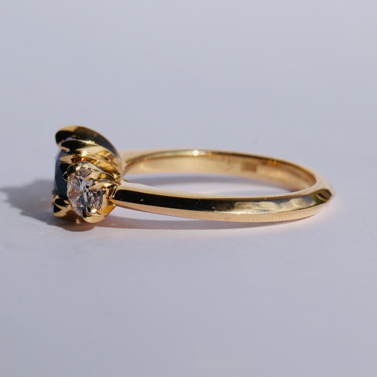 Sapphire and diamond Makhaira Trilogy Ring