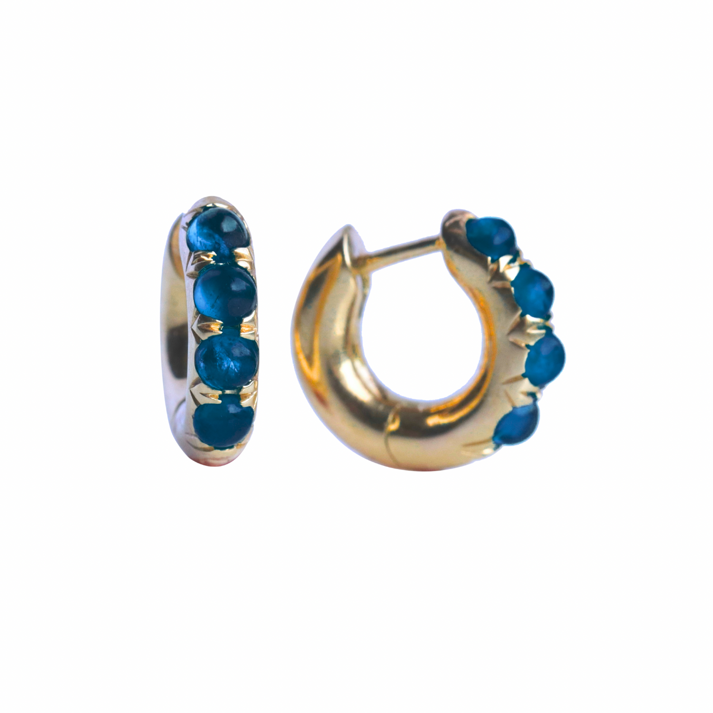 Blue Sapphire 'Jelly Bean' Chunky Huggie Hoop