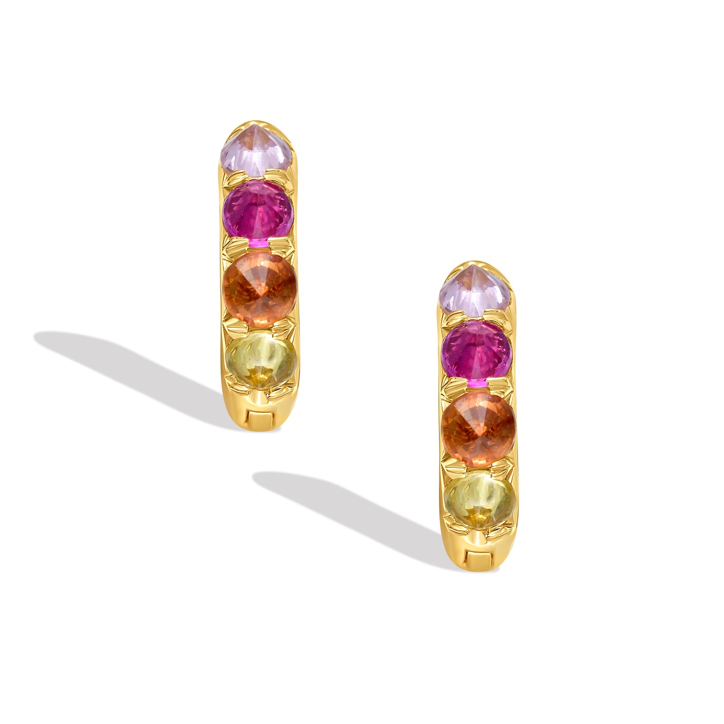 Barbed Mixed Sapphire Chunky Huggie Hoop