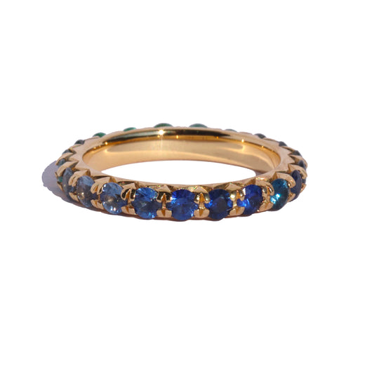 Atlantic Ombré Color Diamond, Sapphire and Emerald, Eternity Ring