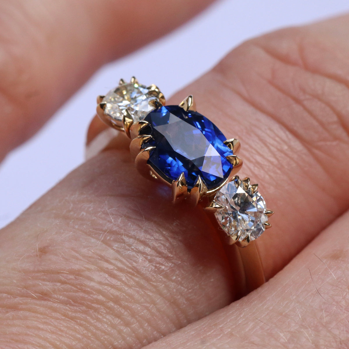 Sapphire and diamond Makhaira Trilogy Ring