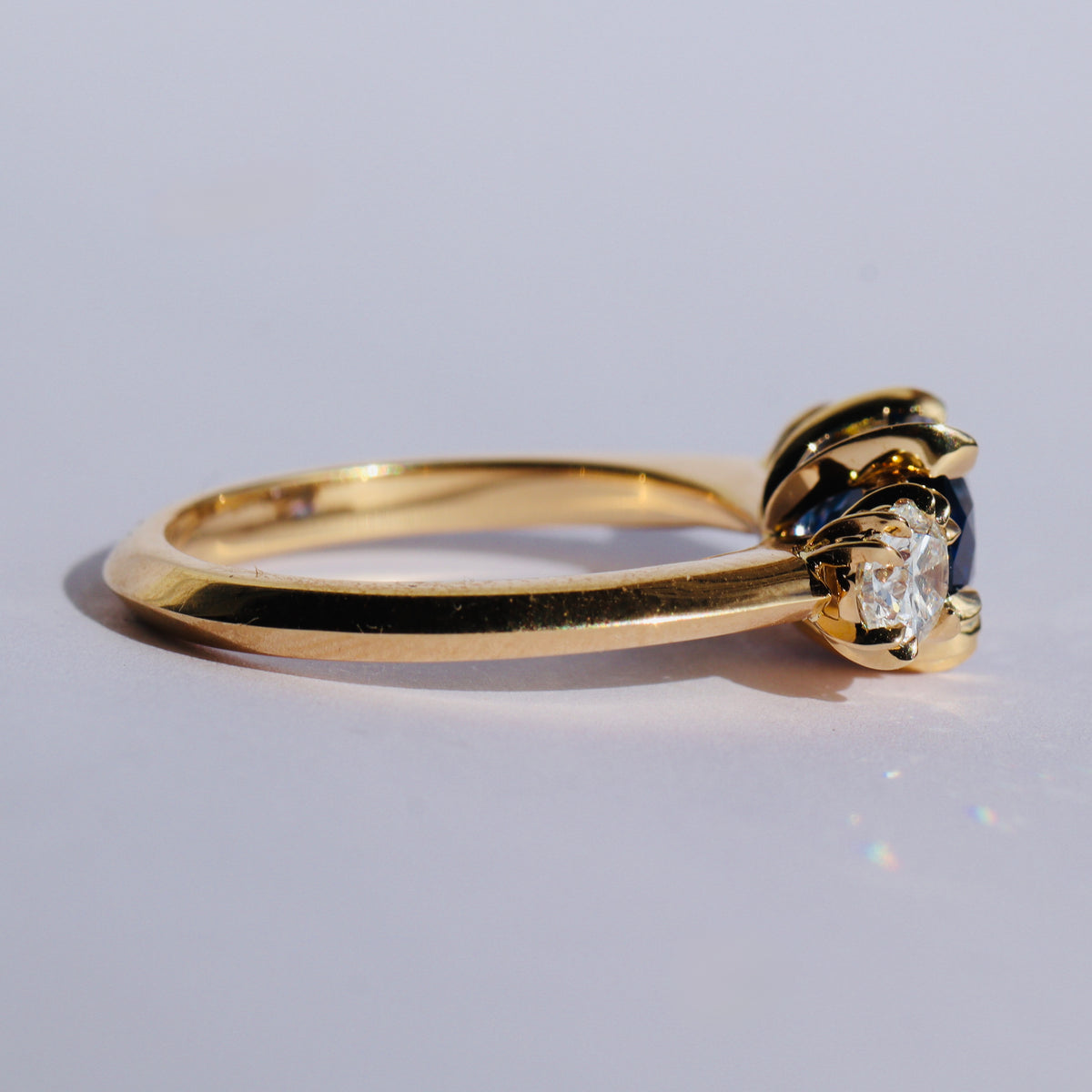 Sapphire and diamond Makhaira Trilogy Ring