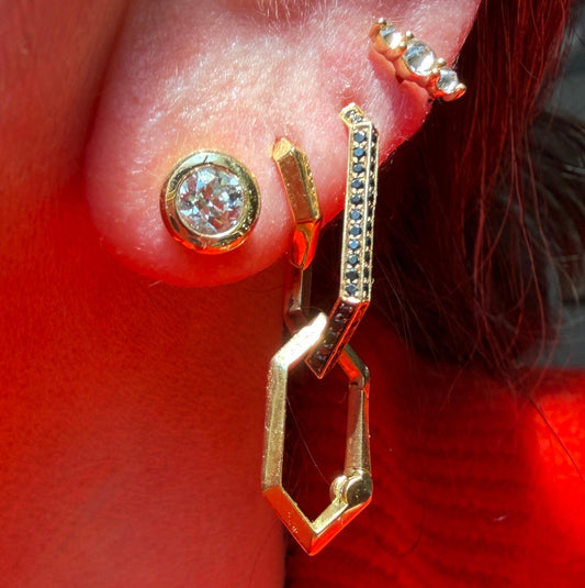 OEC Diamond Frame Bezel Stud Earrings