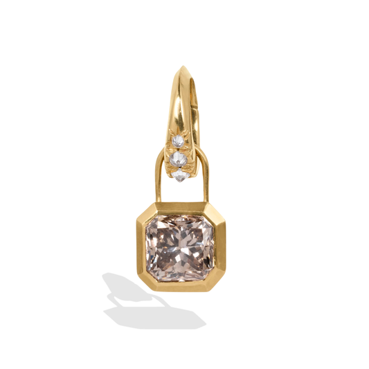 Radiant Cut Champagne Diamond 'Frame' Bezel Pendant
