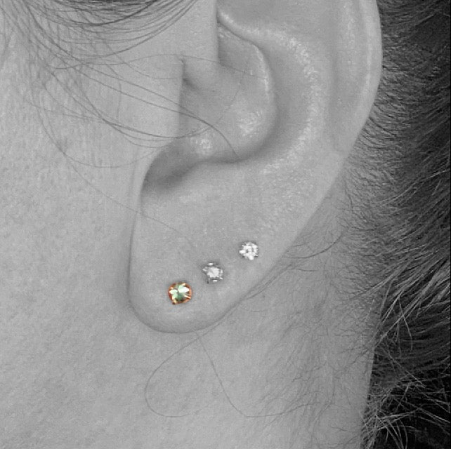 Green Diamond 'Barbed' Stud Earrings