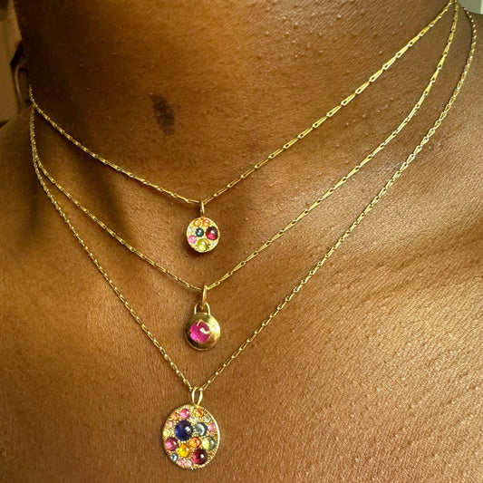 Ruby Jelly Bean Compass Pendant