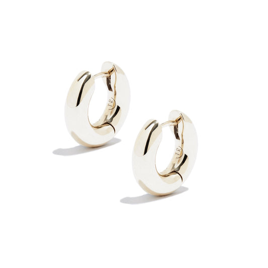 White Gold Chunky Huggie Hoop Earring