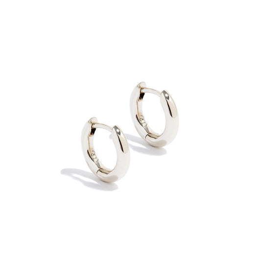 White Gold Chunky Mini Huggie Hoop Earring