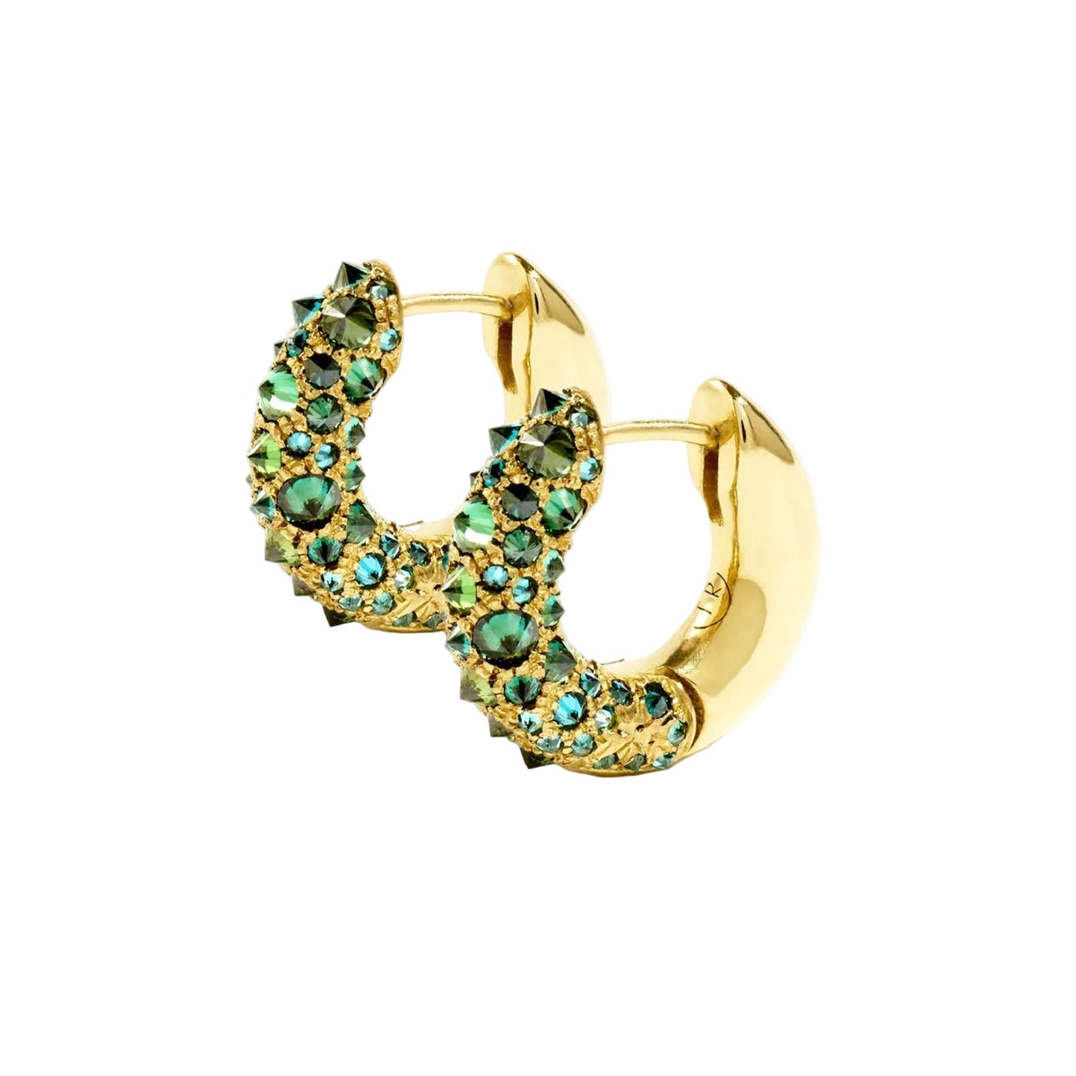 Barbed Green Diamond Pavé Huggie Hoop Earring