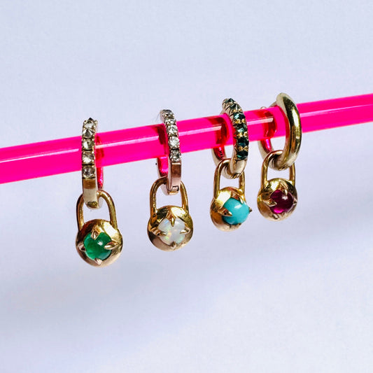 Convertible Sapphire Mini Compass Hoops