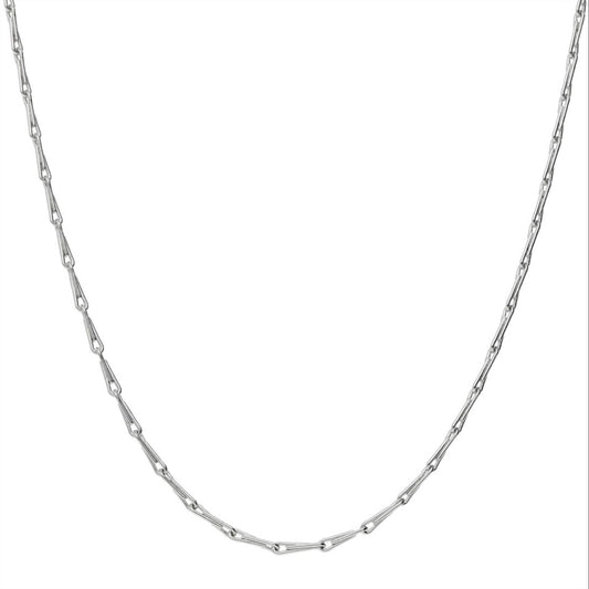 16" White Gold Barley corn Chain