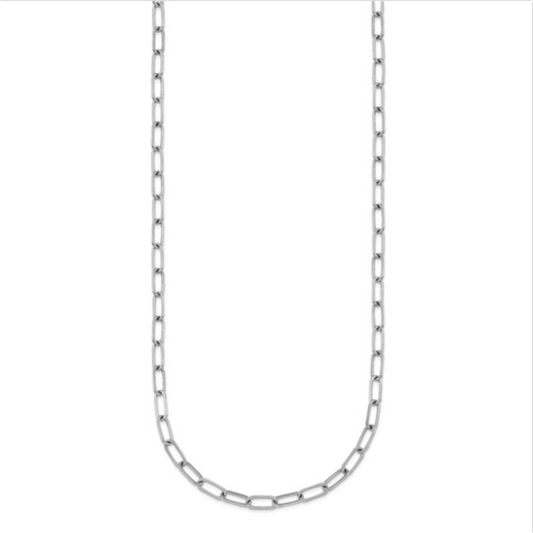 24" Platinum Paperclip Chain - 3.7mm width