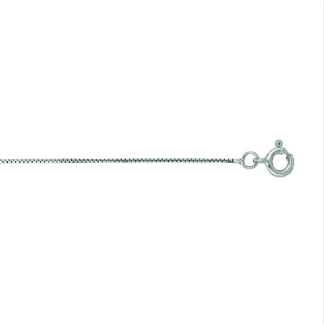 White Gold 16" Box Chain 14K - 0.75mm Width