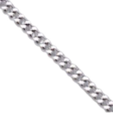 Platinum Diamond cut curb chain on white background