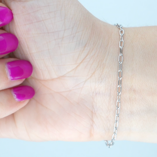 21" Platinum Round wire Paperclip Chain - 2.2mm width