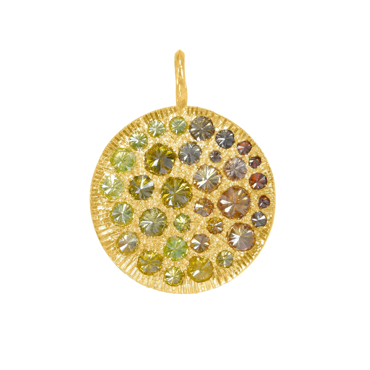 Barbed Yellow Diamond Disc Pendant