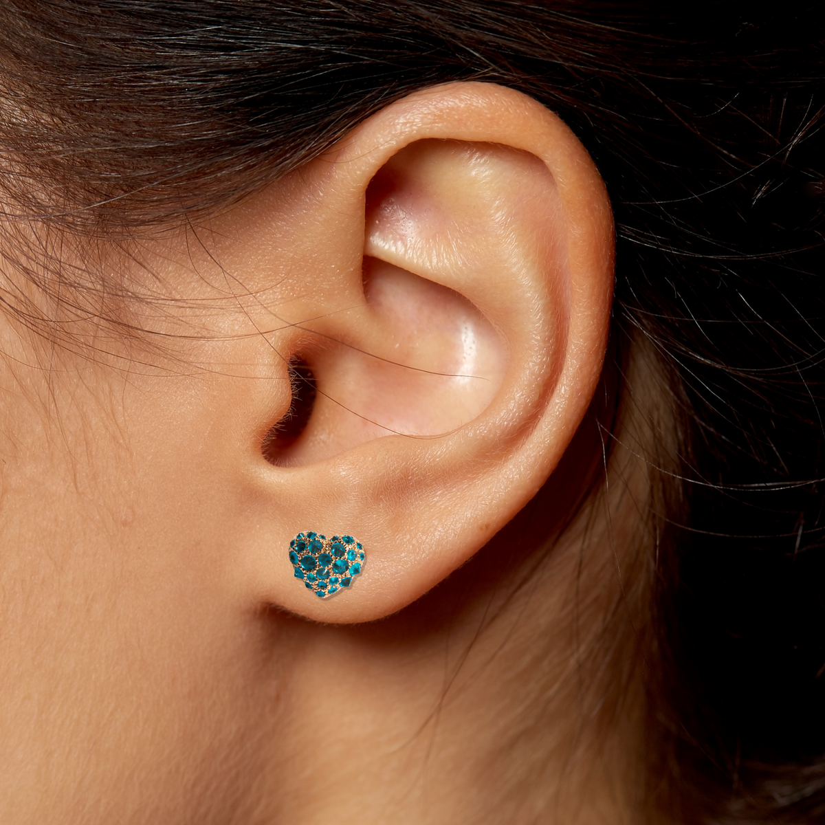 Tough Love Blue Diamond Heart Earrings