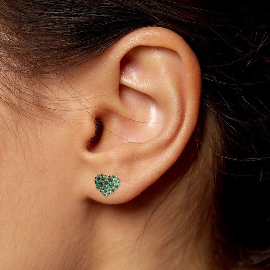 Tough Love Emerald Heart Earrings