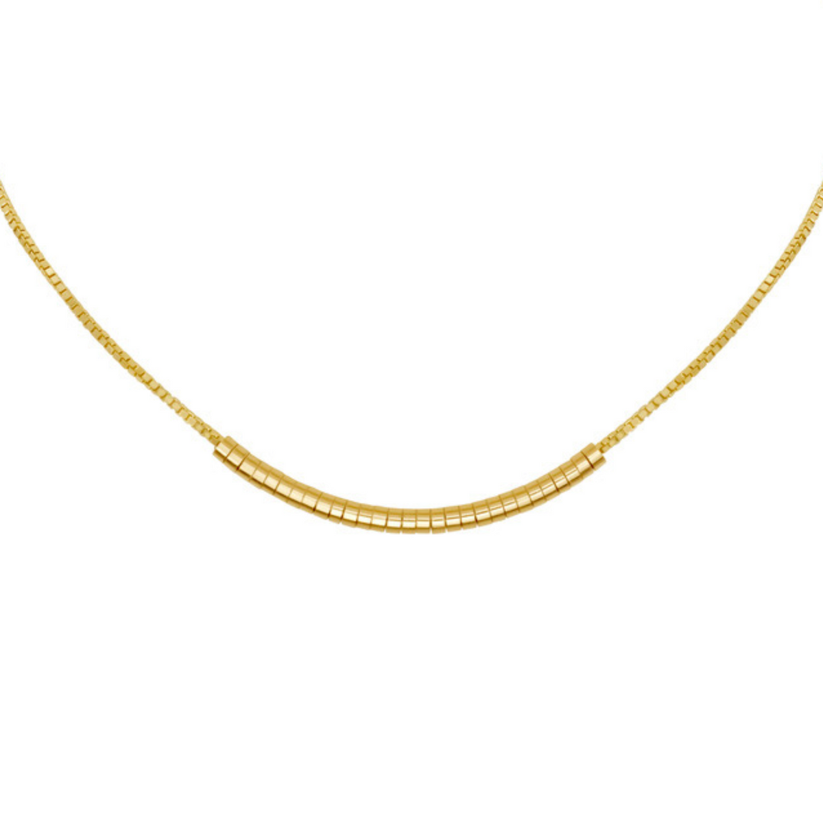 Gold sliding worry bead chain by Tamsin Rasor against white background