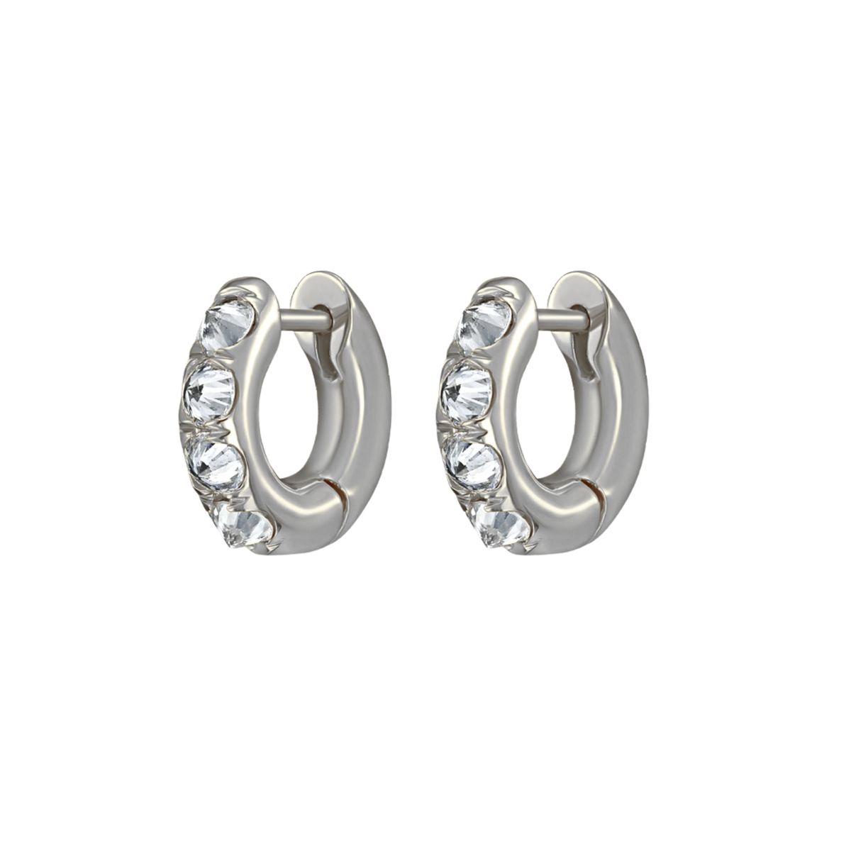 Barbed Diamond & Platinum Chunky Huggie Hoop