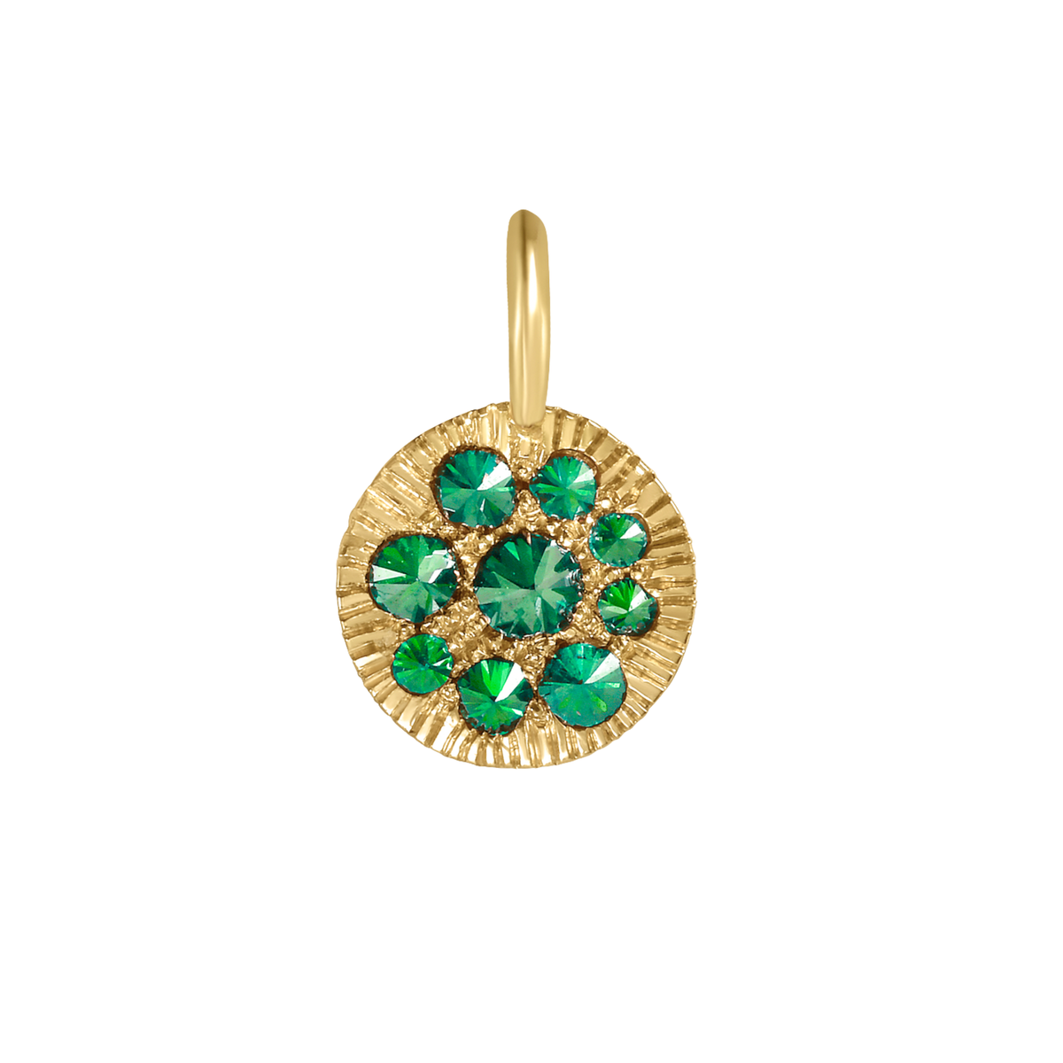Barbed Emerald Mini Disc Pendant
