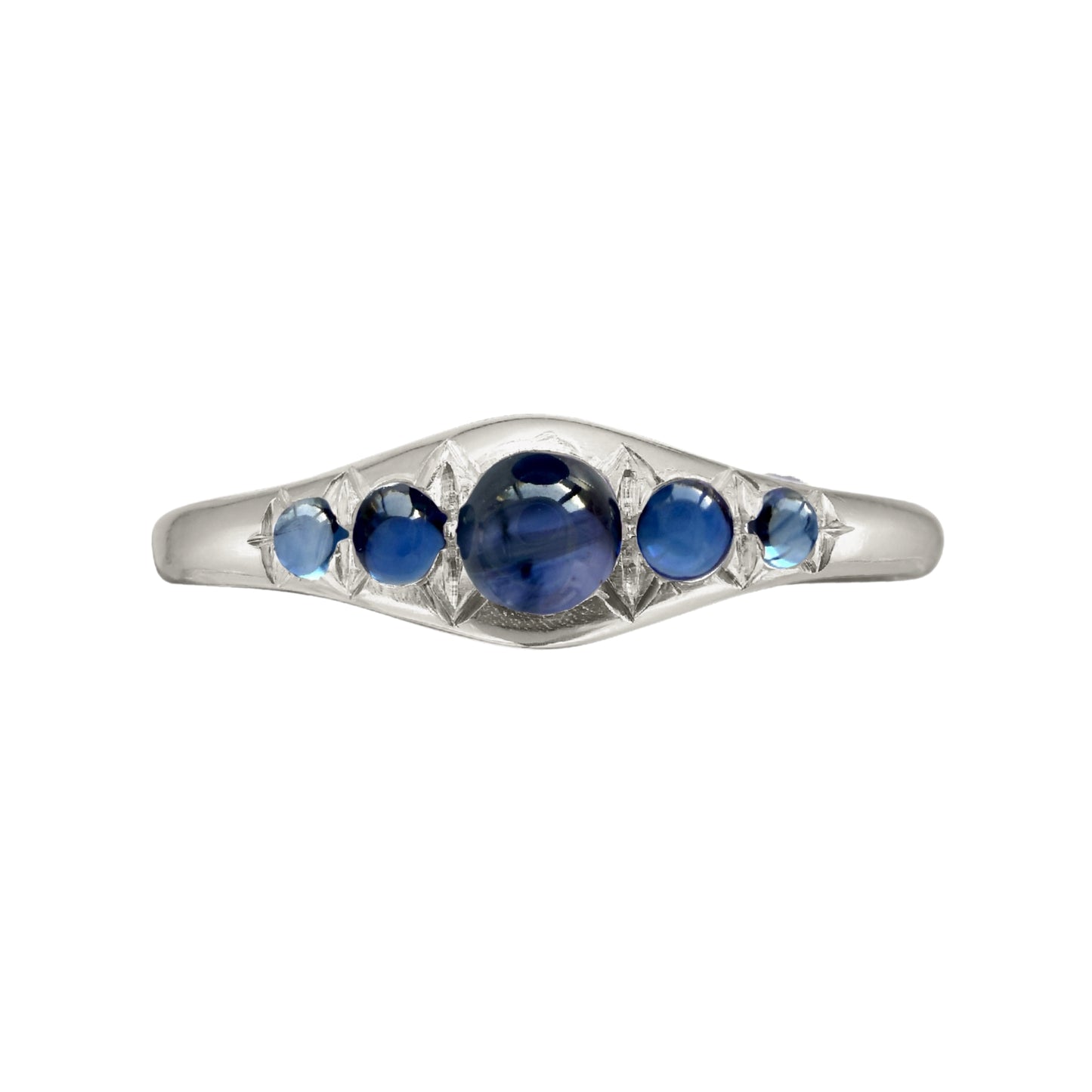 14K Blue "Jelly Bean" Sapphire Hi-Lo Band