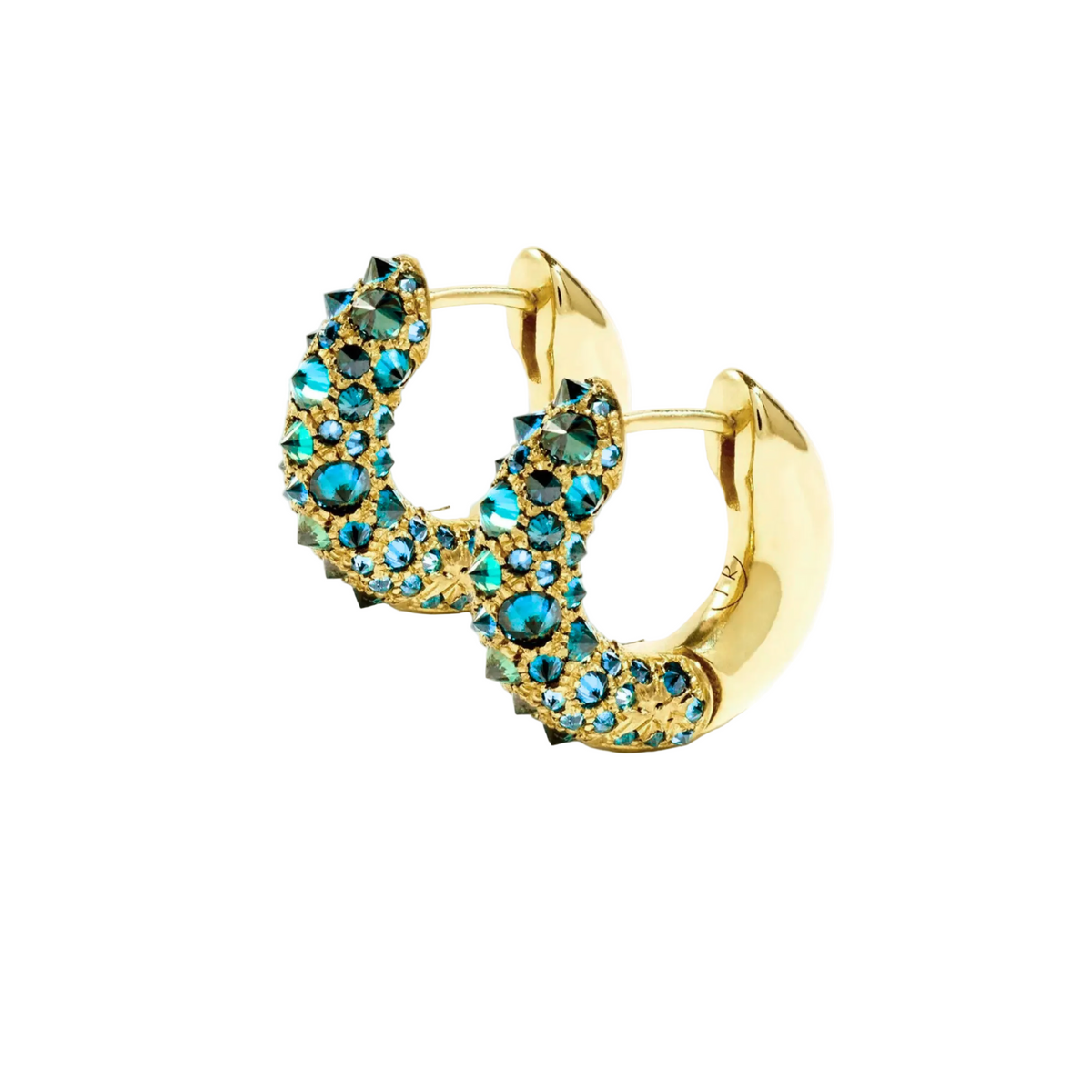 Barbed Blue Diamond Pavé Huggie Hoop Earring