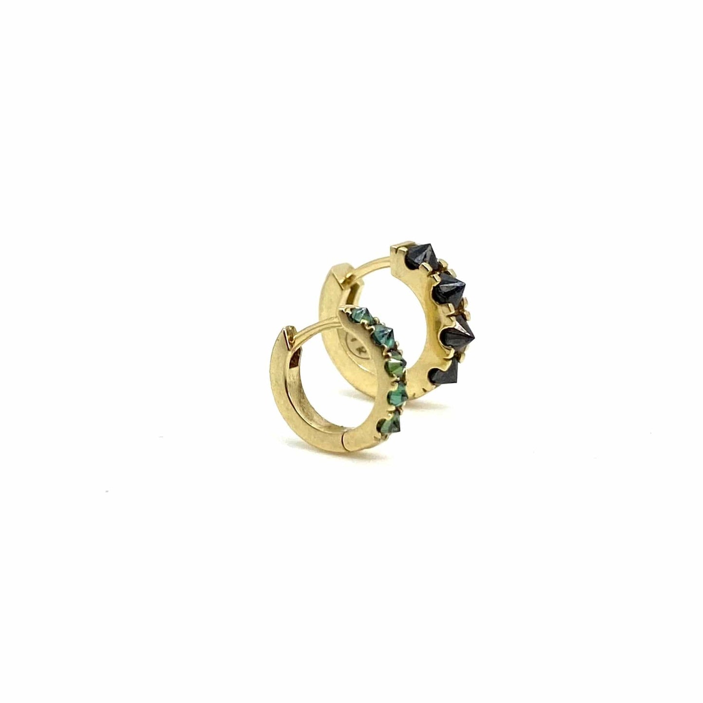 Bijou 'Barbed' Green Diamond Huggie Hoop
