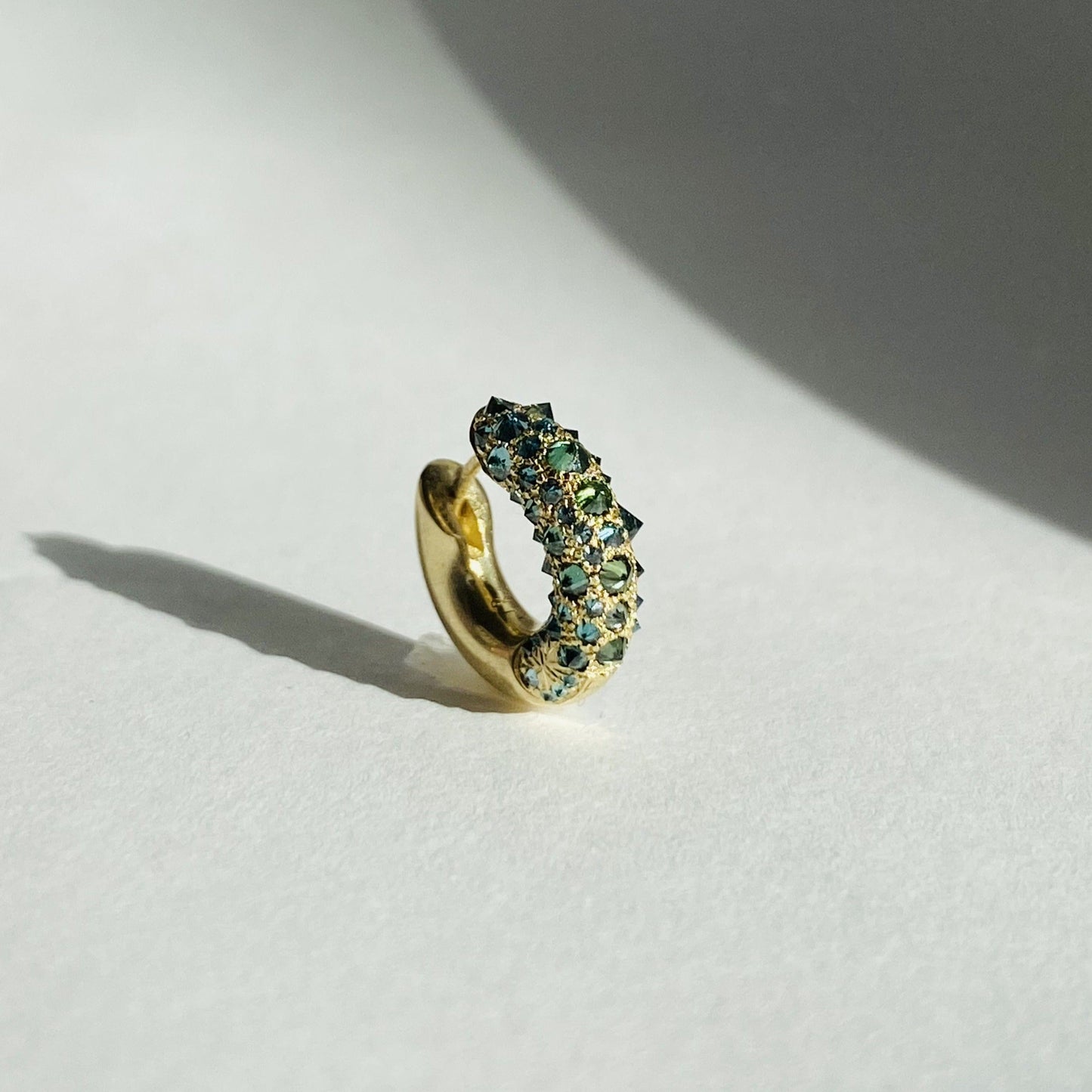 Barbed Green Diamond Pavé Huggie Hoop Earring