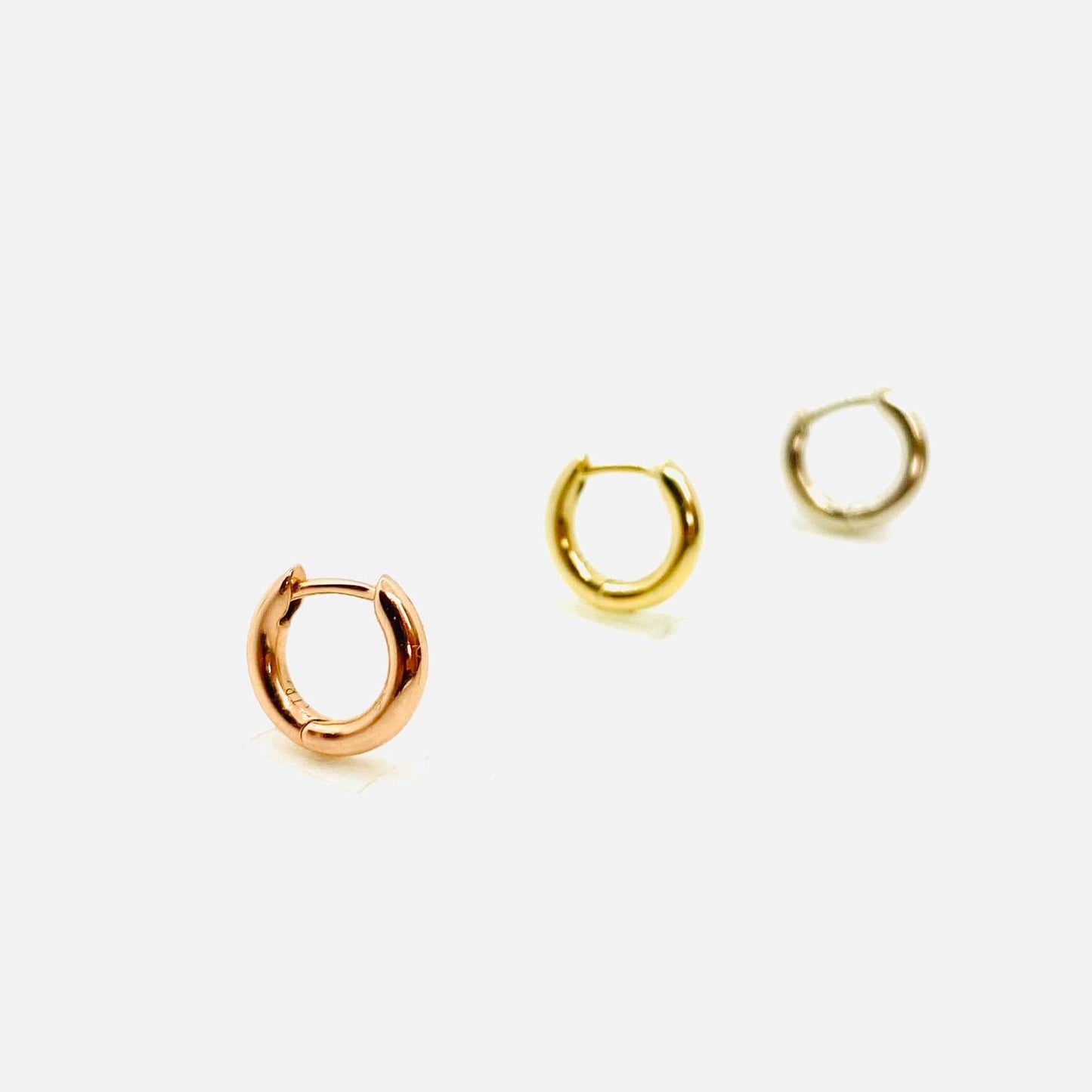 White Gold Chunky Mini Huggie Hoop Earring