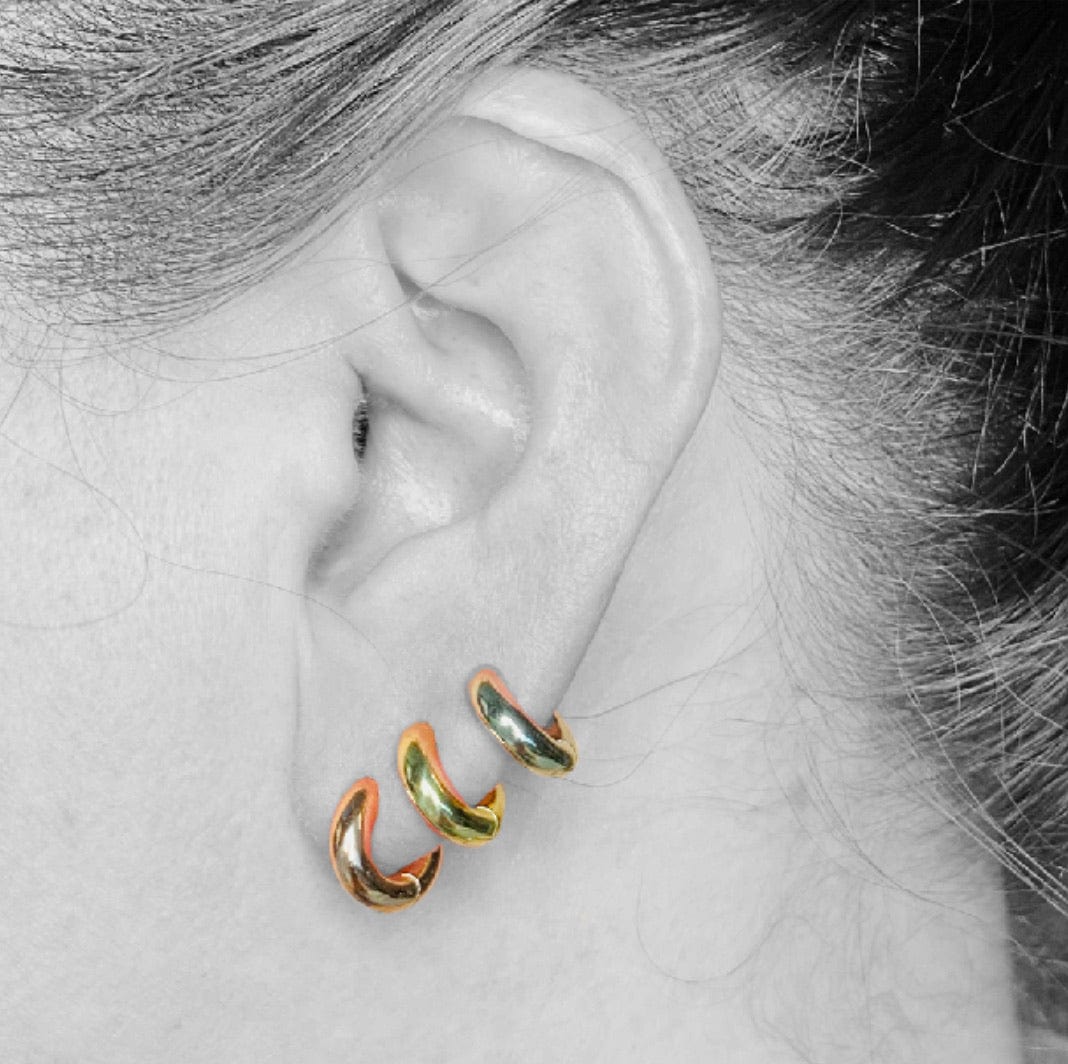 White Gold Chunky Huggie Hoop Earring
