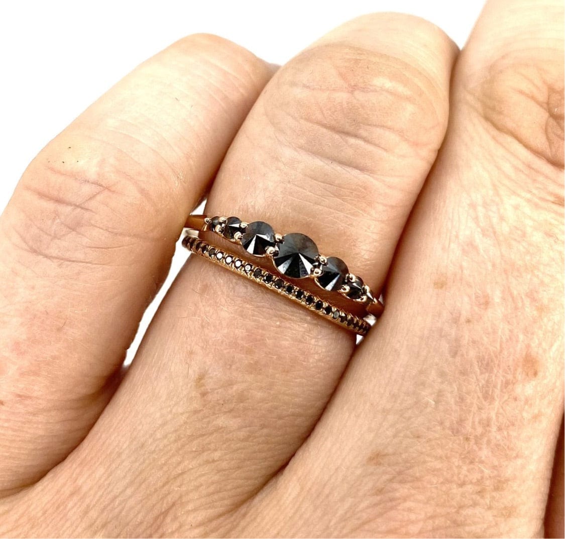 Lina Barbed Seven Stone Black Diamond Ring