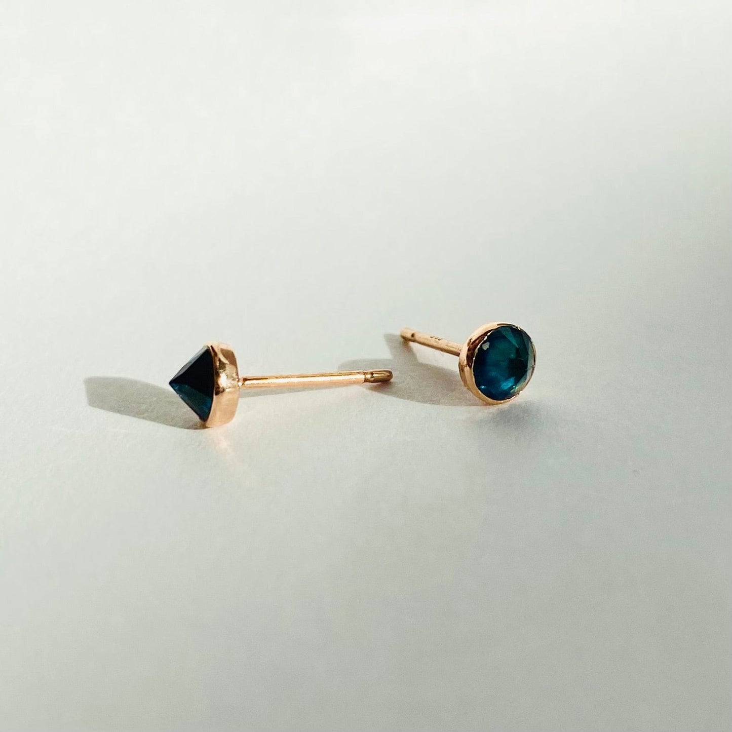 Sapphire Pyramid Stud Earring