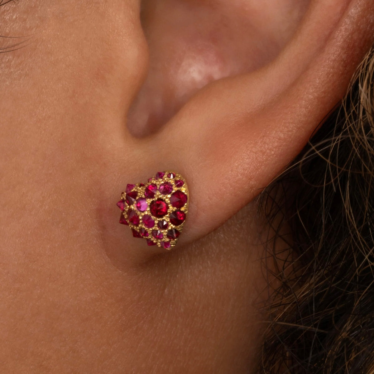Tough Love Ruby Heart Earrings