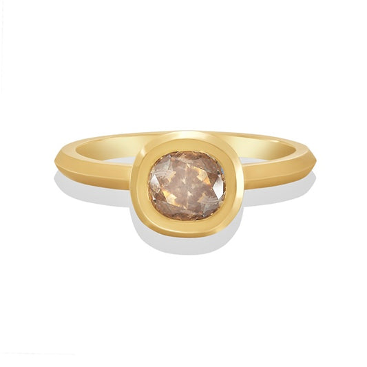 Champagne Cushion Cut Diamond Frame Solitaire
