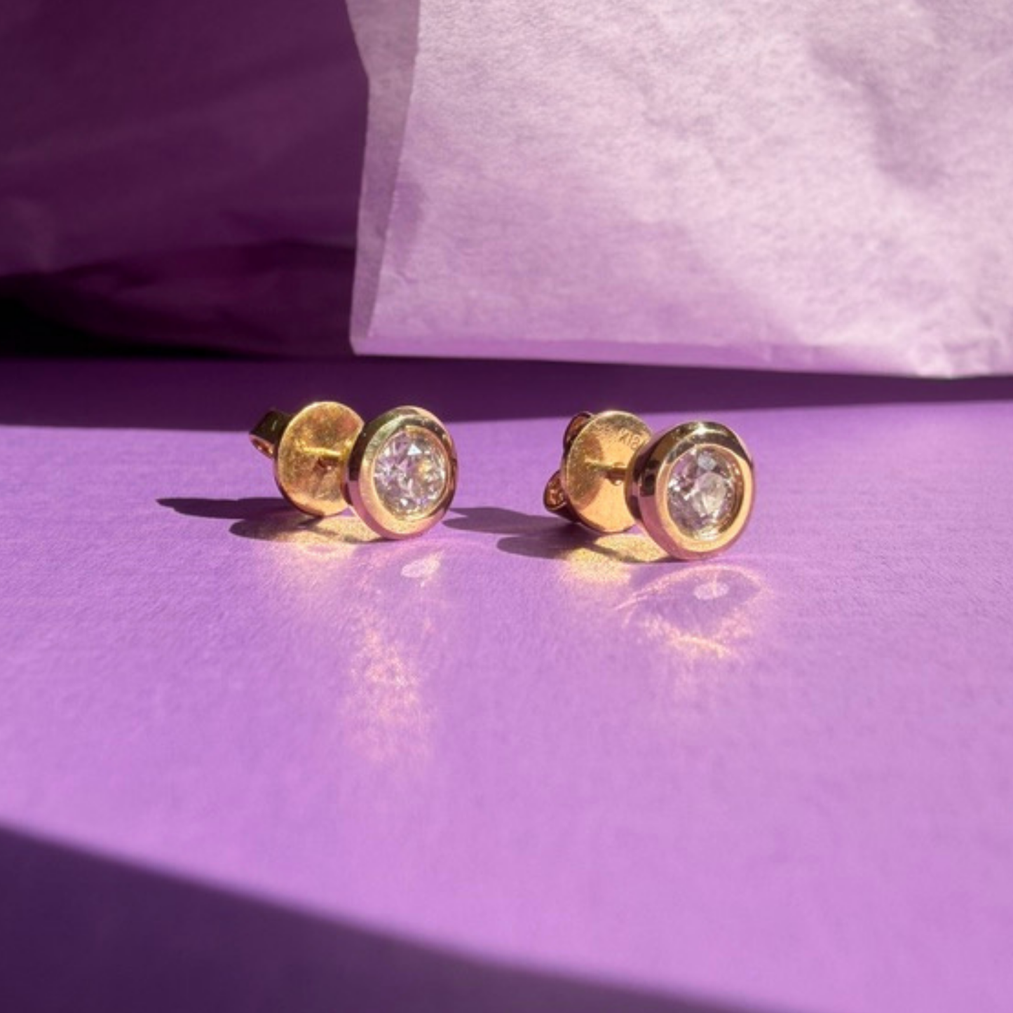 OEC Diamond Frame Bezel Stud Earrings