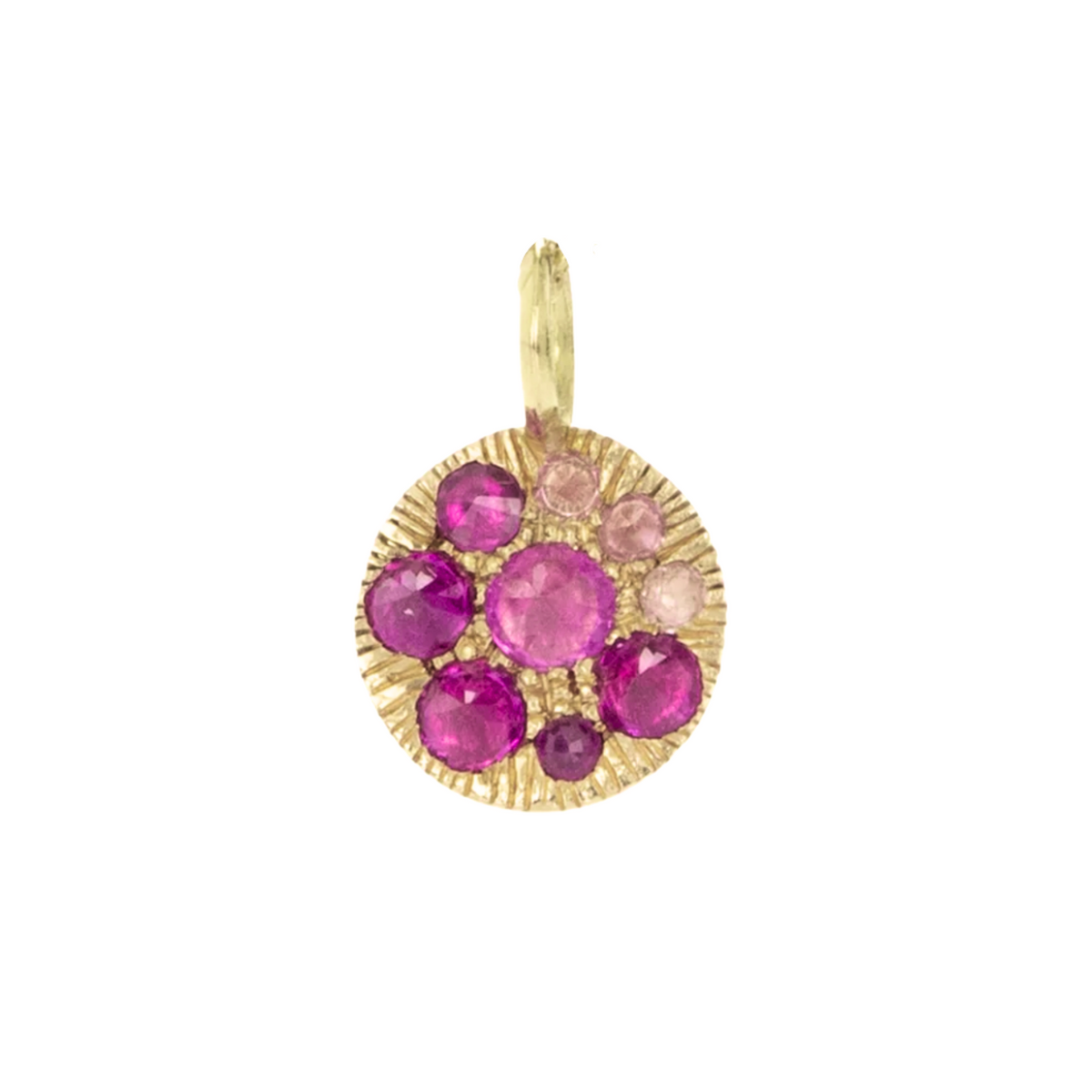 Barbed Sapphire & Ruby Mini Disc Pendant
