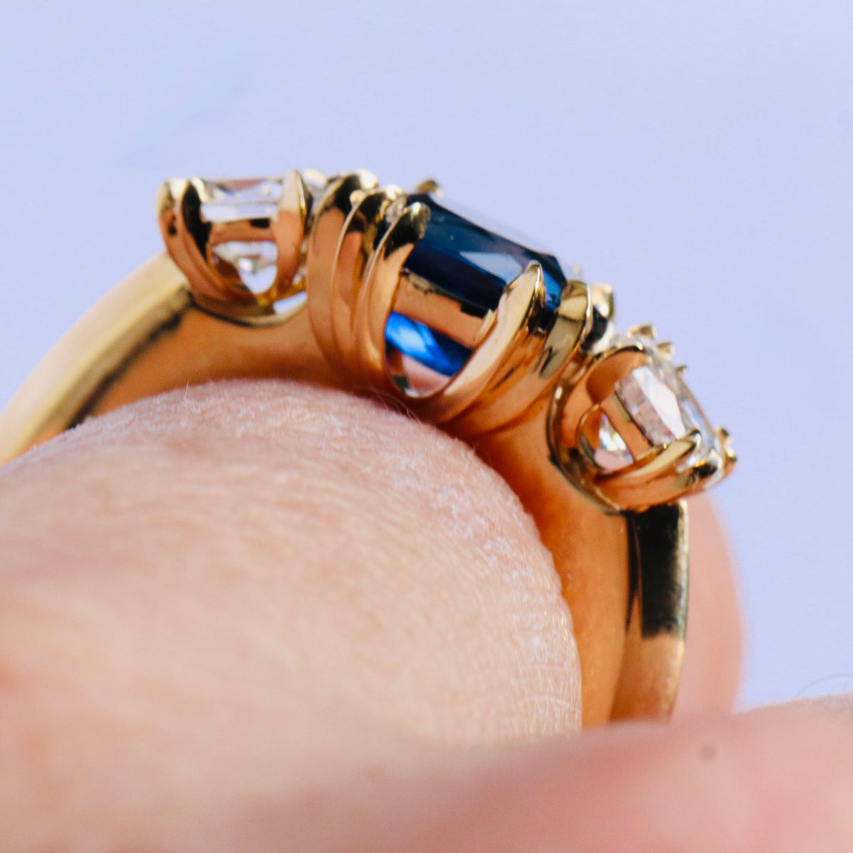 Sapphire and diamond Makhaira Trilogy Ring