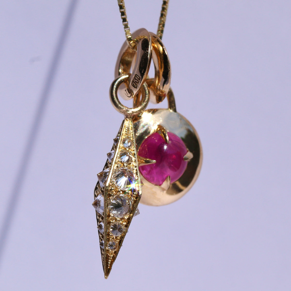 Ruby Jelly Bean Compass Pendant