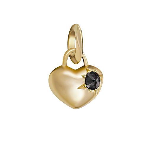 Spiked black diamond and gold Heart pendant show on white background 