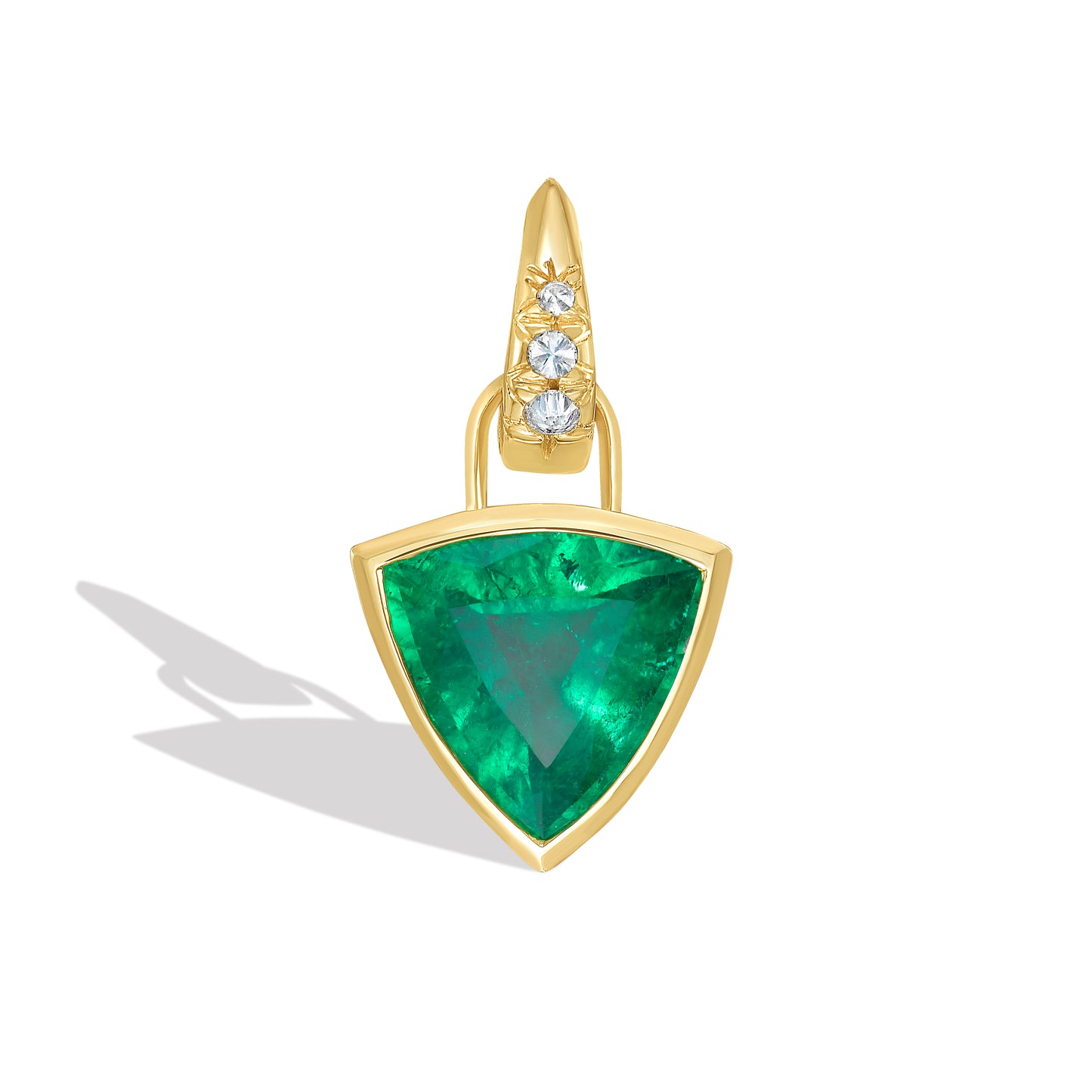Emerald Trillion 'Frame' Bezel Pendant